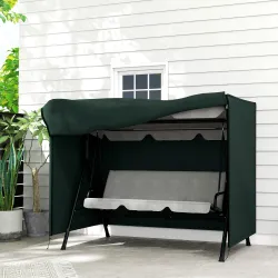 Funda para Balancín de Jardín con Cremallera Cubierta para Muebles de Exterior 205x124x164 cm Verde Oscuro - Ogal.Es