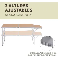 Mesa Plegable de Camping Portátil con Ala Abatible Mesa de Picnic de Encimera MDF Estructura Ligera de Aluminio ... - Ogal.Es