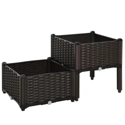Conjunto de 2 Macetas Cuadradas Jardinera para Flores y Plantas con Orificios de Drenaje y Patas 40x40x26/44 cm... - Ogal.Es