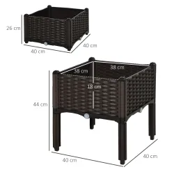 Conjunto de 2 Macetas Cuadradas Jardinera para Flores y Plantas con Orificios de Drenaje y Patas 40x40x26/44 cm... - Ogal.Es