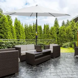 Sombrilla de Jardín Ø300x250 cm con Manivela Parasol Exterior con Mecanismo de Inclinación y Poste Desmontable d... - Ogal.Es