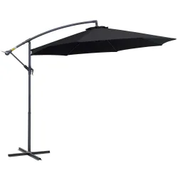 Sombrilla de Jardín Ø295x250 cm Parasol Excéntrico Inclinable con Manivela Base Cruzada y Soporte de Metal 8 Var... - Ogal.Es