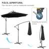 Sombrilla de Jardín Ø295x250 cm Parasol Excéntrico Inclinable con Manivela Base Cruzada y Soporte de Metal 8 Var... - Ogal.Es