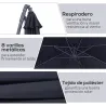 Sombrilla de Jardín Ø295x250 cm Parasol Excéntrico Inclinable con Manivela Base Cruzada y Soporte de Metal 8 Var... - Ogal.Es