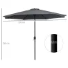 Sombrilla de Jardín Ø295x250 cm con Manivela Parasol Exterior con Mecanismo de Inclinación y Poste Desmontable d... - Ogal.Es