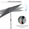 Sombrilla de Jardín Ø295x250 cm con Manivela Parasol Exterior con Mecanismo de Inclinación y Poste Desmontable d... - Ogal.Es
