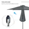 Sombrilla de Jardín Ø295x250 cm con Manivela Parasol Exterior con Mecanismo de Inclinación y Poste Desmontable d... - Ogal.Es