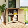 Armario para Terraza de Madera con 2 Estantes Interiores 2 puertas de Buena Ventilación y Techo Inclinado para E... - Ogal.Es