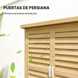 Armario para Terraza de Madera con 2 Estantes Interiores 2 puertas de Buena Ventilación y Techo Inclinado para E... - Ogal.Es
