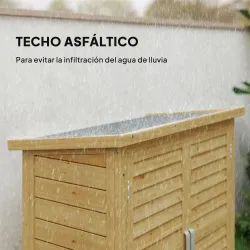 Armario para Terraza de Madera con 2 Estantes Interiores 2 puertas de Buena Ventilación y Techo Inclinado para E... - Ogal.Es