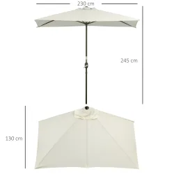 Sombrilla Rectangular 230x130x245 cm Parasol para Pared Media Sombrilla con Manivela Protección UV 30+ Impermeab... - Ogal.Es