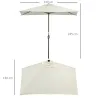 Sombrilla Rectangular 230x130x245 cm Parasol para Pared Media Sombrilla con Manivela Protección UV 30+ Impermeab... - Ogal.Es