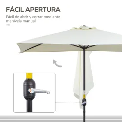 Sombrilla Rectangular 230x130x245 cm Parasol para Pared Media Sombrilla con Manivela Protección UV 30+ Impermeab... - Ogal.Es