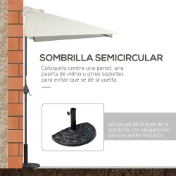 Sombrilla Rectangular 230x130x245 cm Parasol para Pared Media Sombrilla con Manivela Protección UV 30+ Impermeab... - Ogal.Es