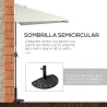 Sombrilla Rectangular 230x130x245 cm Parasol para Pared Media Sombrilla con Manivela Protección UV 30+ Impermeab... - Ogal.Es