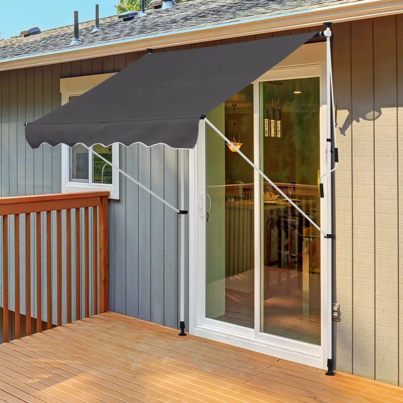 Toldo Manual Retráctil 200x150x170-280 cm para Balcón y Terraza con Altura Ajustable con Manivela Gris - Ogal.Es