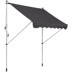 Toldo Manual Retráctil 200x150x170-280 cm para Balcón y Terraza con Altura Ajustable con Manivela Gris - Ogal.Es