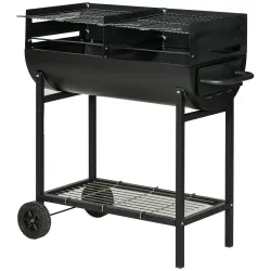 Barbacoa de Carbón con Parrilla Ajustable en Altura para Exterior Barbacoa Portátil con Estante de Almacenaje y ... - Ogal.Es