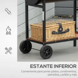 Barbacoa de Carbón con Parrilla Ajustable en Altura para Exterior Barbacoa Portátil con Estante de Almacenaje y ... - Ogal.Es
