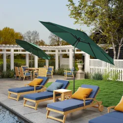 Sombrilla de Jardín Ø295x250 cm con Manivela Parasol Exterior con Mecanismo de Inclinación y Poste Desmontable d... - Ogal.Es
