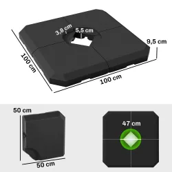 Set de 4 Piezas Soporte de Parasol Base para Sombrilla Terreza o Jardín Rellenable de 80 kg de Agua o 120 kg de ... - Ogal.Es