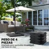 Set de 4 Piezas Soporte de Parasol Base para Sombrilla Terreza o Jardín Rellenable de 80 kg de Agua o 120 kg de ... - Ogal.Es