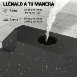 Set de 4 Piezas Soporte de Parasol Base para Sombrilla Terreza o Jardín Rellenable de 80 kg de Agua o 120 kg de ... - Ogal.Es