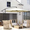Sombrilla de Jardín Ø300x250 cm Parasol Excéntrico Inclinable con Manivela Base Cruzada y Soporte de Metal 8 Var... - Ogal.Es