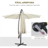 Sombrilla de Jardín Ø300x250 cm Parasol Excéntrico Inclinable con Manivela Base Cruzada y Soporte de Metal 8 Var... - Ogal.Es