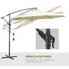 Sombrilla de Jardín Ø300x250 cm Parasol Excéntrico Inclinable con Manivela Base Cruzada y Soporte de Metal 8 Var... - Ogal.Es