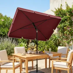 Sombrilla de Terraza de Aluminio 2x1,3x2,5 m Parasol de Jardín Rectangular con Función de Inclinación Rojo Vino - Ogal.Es