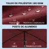 Sombrilla de Terraza de Aluminio 2x1,3x2,5 m Parasol de Jardín Rectangular con Función de Inclinación Rojo Vino - Ogal.Es
