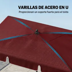 Sombrilla de Terraza de Aluminio 2x1,3x2,5 m Parasol de Jardín Rectangular con Función de Inclinación Rojo Vino - Ogal.Es