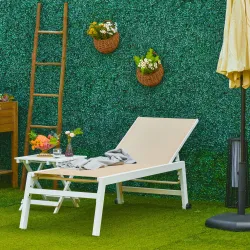 Tumbona de Jardín de Aluminio Tumbona Exterior con Respaldo Reclinable en 5 Posiciones Carga 120 kg 169x65x102 c... - Ogal.Es
