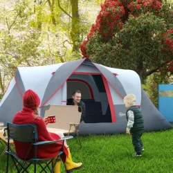 Tienda de Acampada para 6 Personas Impermeable 3000mm+ con Bolsa de Transporte y Gancho 455x220x180 cm Gris - Ogal.Es
