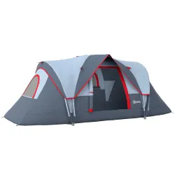 Tienda de Acampada para 6 Personas Impermeable 3000mm+ con Bolsa de Transporte y Gancho 455x220x180 cm Gris - Ogal.Es