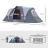 Tienda de Acampada para 6 Personas Impermeable 3000mm+ con Bolsa de Transporte y Gancho 455x220x180 cm Gris - Ogal.Es
