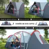Tienda de Acampada para 6 Personas Impermeable 3000mm+ con Bolsa de Transporte y Gancho 455x220x180 cm Gris - Ogal.Es