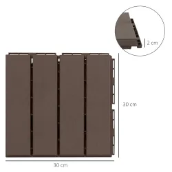 Set de 9 Baldosas Cuadradas de 30x30 cm con Área de 0,81 m² Losetas Sistema de Clic para Balcón Terraza Jardín M... - Ogal.Es