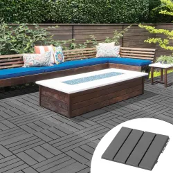 Set de 9 Baldosas Cuadradas de 30x30 cm con Área de 0,81 m² Losetas Sistema de Clic para Balcón Terraza Jardín Gris - Ogal.Es
