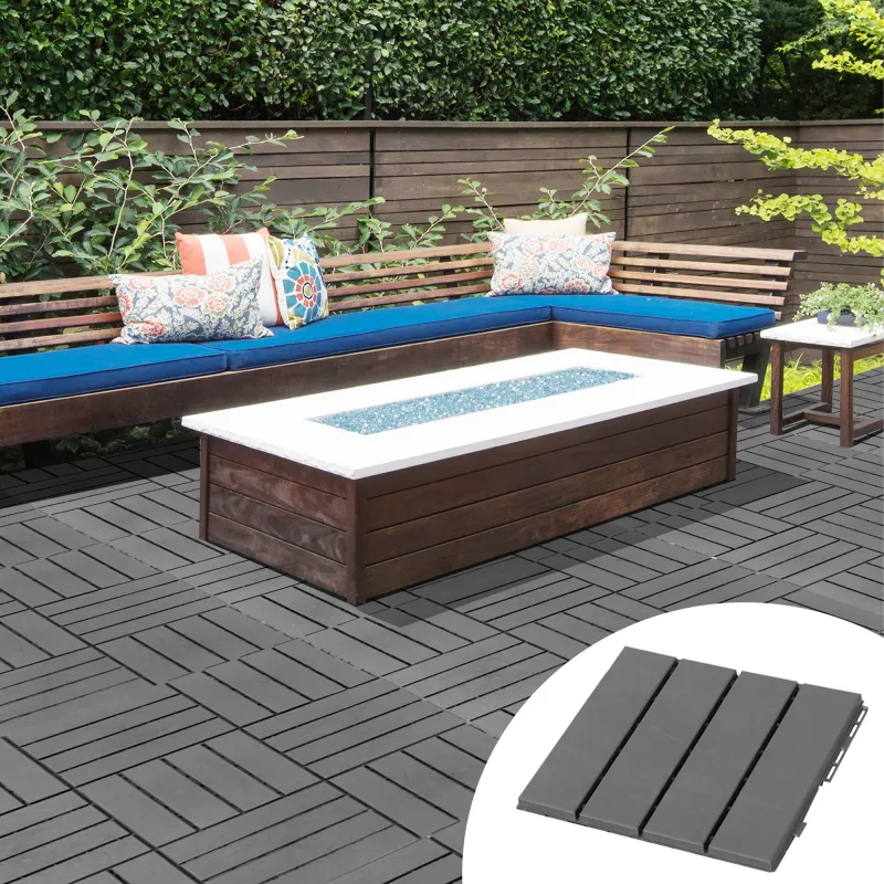 Set de 9 Baldosas Cuadradas de 30x30 cm con Área de 0,81 m² Losetas Sistema de Clic para Balcón Terraza Jardín Gris - Ogal.Es