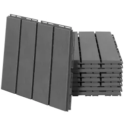 Set de 9 Baldosas Cuadradas de 30x30 cm con Área de 0,81 m² Losetas Sistema de Clic para Balcón Terraza Jardín Gris - Ogal.Es