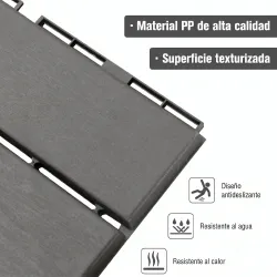 Set de 9 Baldosas Cuadradas de 30x30 cm con Área de 0,81 m² Losetas Sistema de Clic para Balcón Terraza Jardín Gris - Ogal.Es
