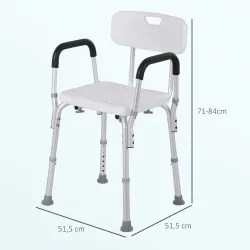 Silla para Ducha Taburete de Ducha Antideslizante con Altura Ajustable y Reposabrazos Regulable Carga 136 kg - Ogal.Es
