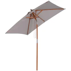 Parasol de Terraza Rectangular Inclinable 200x150x235 cm con Anti-UV Impermeable y Poste de Madera Gris - Ogal.Es