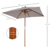 Parasol de Terraza Rectangular Inclinable 200x150x235 cm con Anti-UV Impermeable y Poste de Madera Gris - Ogal.Es