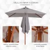 Parasol de Terraza Rectangular Inclinable 200x150x235 cm con Anti-UV Impermeable y Poste de Madera Gris - Ogal.Es