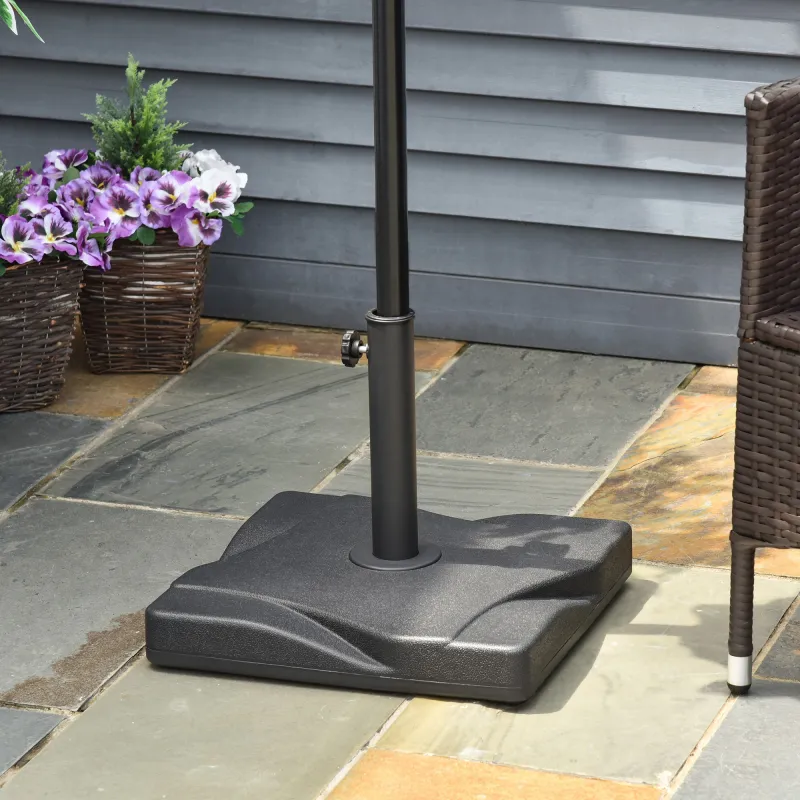 Base para Sombrilla de 20 kg Apta para Postes de Parasol de Ø32mm Ø38mm o Ø48mm 41,5x41,5x33cm Negro - Ogal.Es