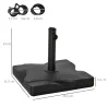 Base para Sombrilla de 20 kg Apta para Postes de Parasol de Ø32mm Ø38mm o Ø48mm 41,5x41,5x33cm Negro - Ogal.Es