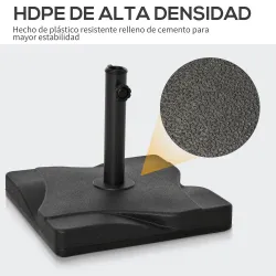 Base para Sombrilla de 20 kg Apta para Postes de Parasol de Ø32mm Ø38mm o Ø48mm 41,5x41,5x33cm Negro - Ogal.Es